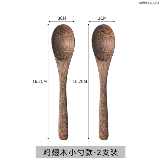 1-6pcs Wooden Spoon Chicken Wing Wood Long Handle Soup Spoon Honey Stirring Spoon No Lacquer No Wax Household Large Rice Spoon