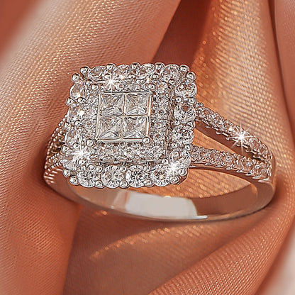 Elegant White Zirconia Multi-Row Ring – Stylish Couples & Statement Jewelry for Gifts