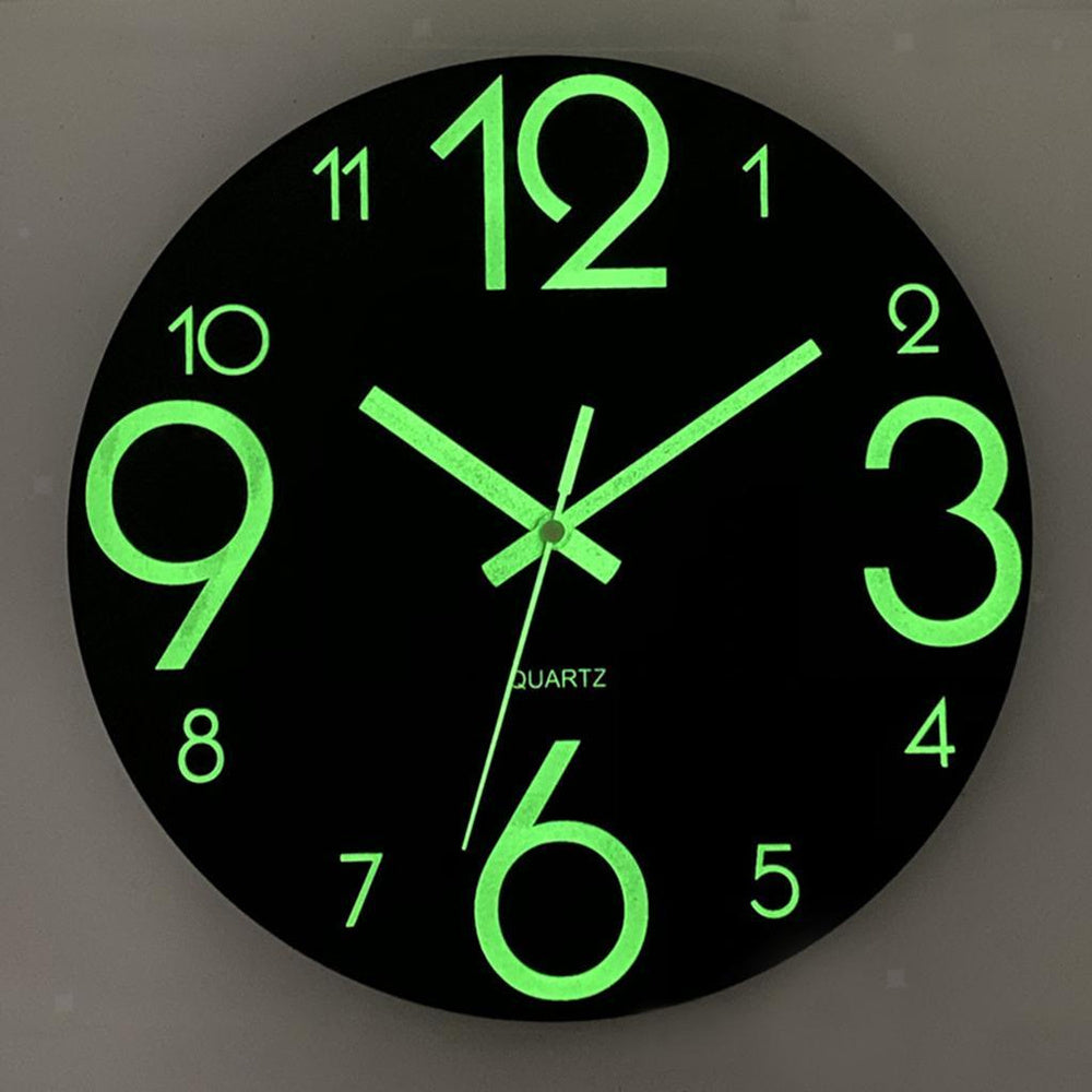 12-Inch Glow in the Dark Silent Wooden Wall Clock for Home Kitchen Office & Bedroom