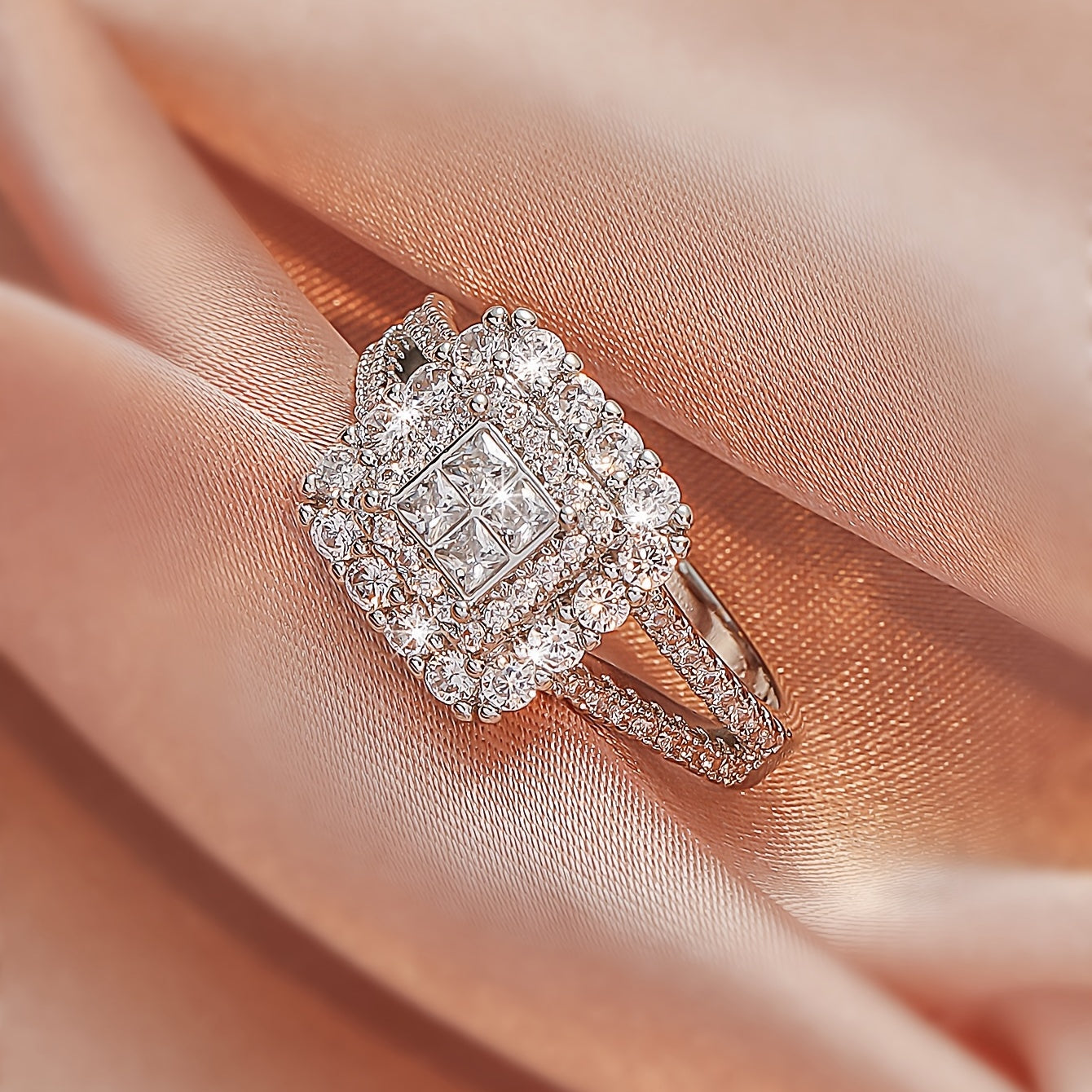 Elegant White Zirconia Multi-Row Ring – Stylish Couples & Statement Jewelry for Gifts