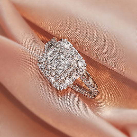 Elegant White Zirconia Multi-Row Ring – Stylish Couples & Statement Jewelry for Gifts