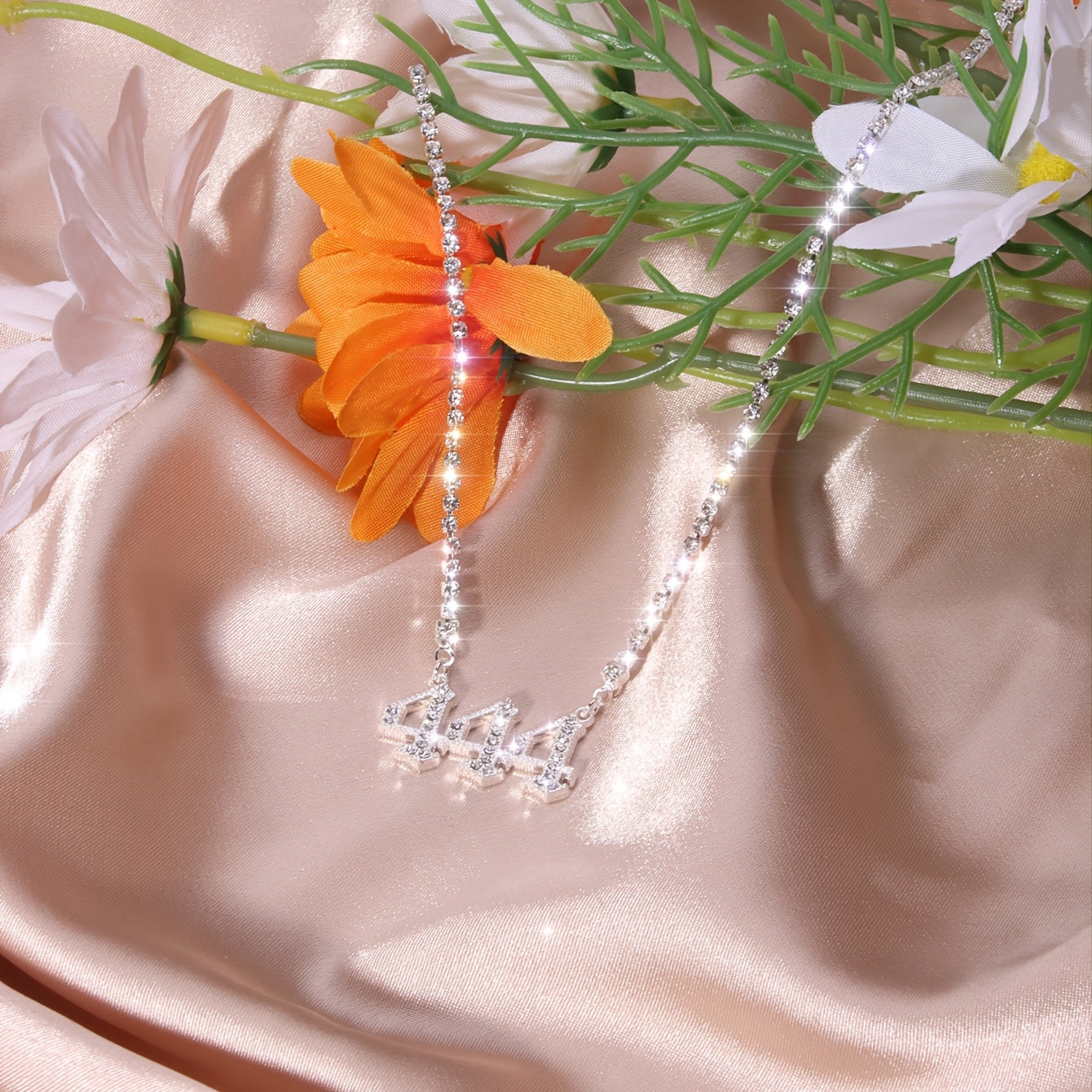 Angelic 444 Rhinestone Necklace – Silver-Plated Everyday & Party Jewelry