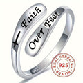 Adjustable 925 Sterling Silver Faith Ring for Men and Women – Engraved Religious Jewellery