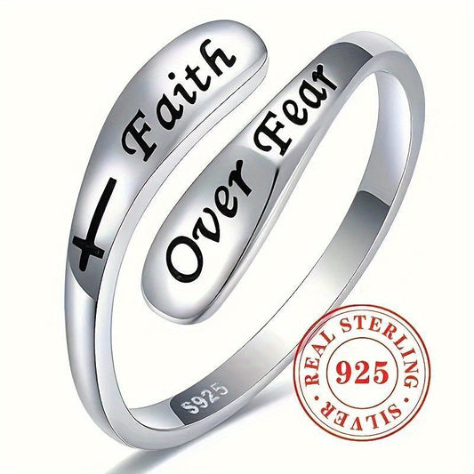 Adjustable 925 Sterling Silver Faith Ring for Men and Women – Engraved Religious Jewellery