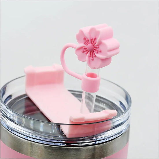Flower Design Straw Covers Toppers Silicone Accessories for Stanley Cups 30&40 Oz Tumbler with Handle Reusable Straw Caps Tips