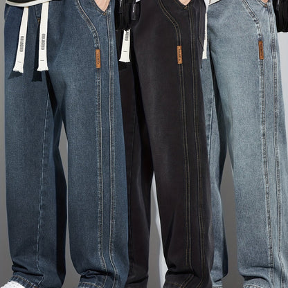 Men’s Relaxed-Fit Cotton Jeans with Drawstring Waist