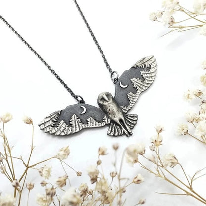 Vintage Owl Moon Phase Necklace – Witch-Inspired Jewelry for Women