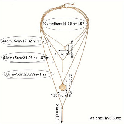 Layered Star & Round Pendant Necklace – Elegant Women’s Jewelry Accessory