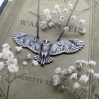 Vintage Owl Moon Phase Necklace – Witch-Inspired Jewelry for Women