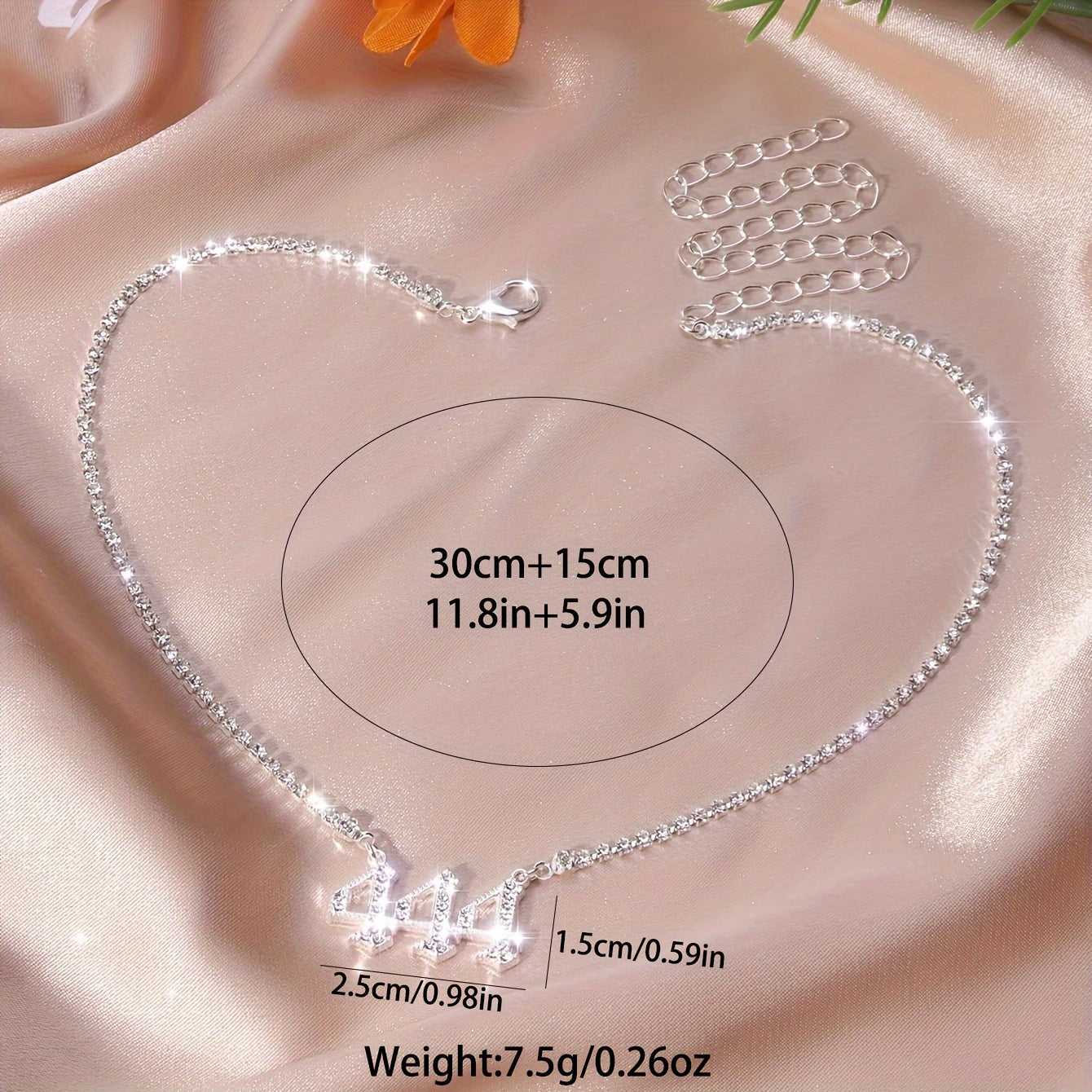 Angelic 444 Rhinestone Necklace – Silver-Plated Everyday & Party Jewelry