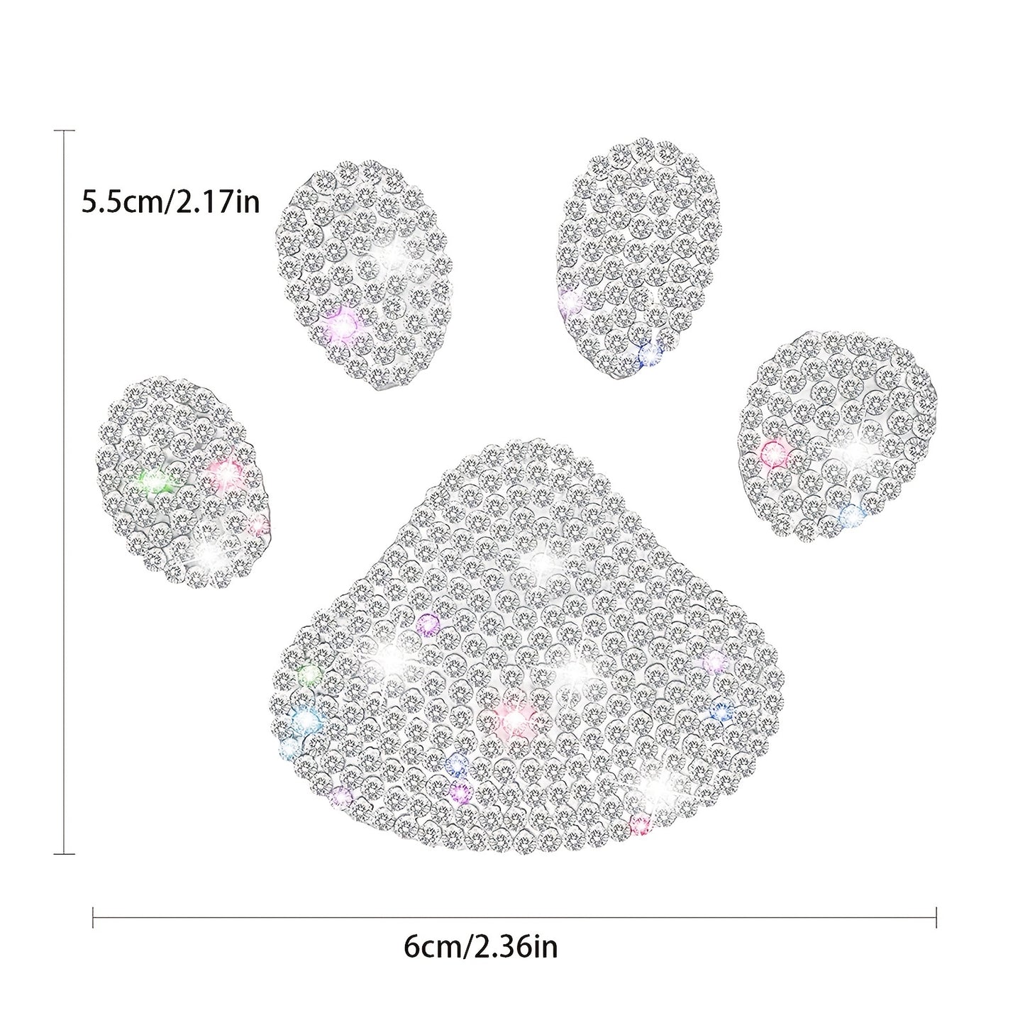 Sparkling Dog Paw Car Decal – Multicolor Rhinestone Sticker for Vehicle Interior