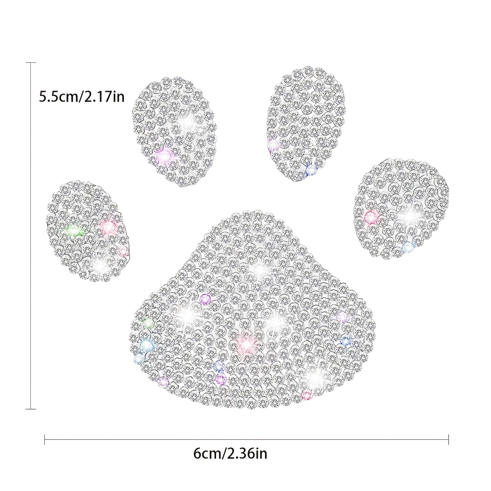 Sparkling Dog Paw Car Decal – Multicolor Rhinestone Sticker for Vehicle Interior