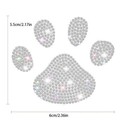Sparkling Dog Paw Car Decal – Multicolor Rhinestone Sticker for Vehicle Interior
