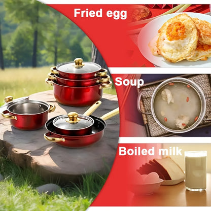 12-Piece Stainless Steel Cookware Set with Lids – Induction Ready Pots & Pans