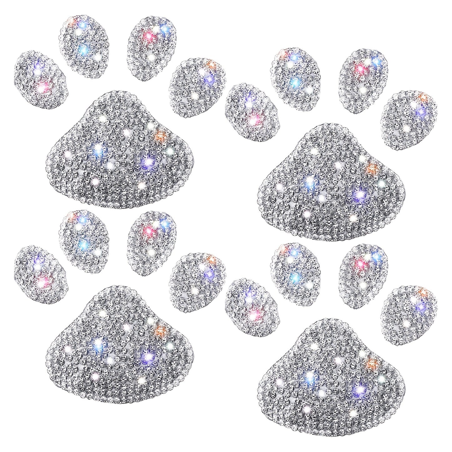 Sparkling Dog Paw Car Decal – Multicolor Rhinestone Sticker for Vehicle Interior