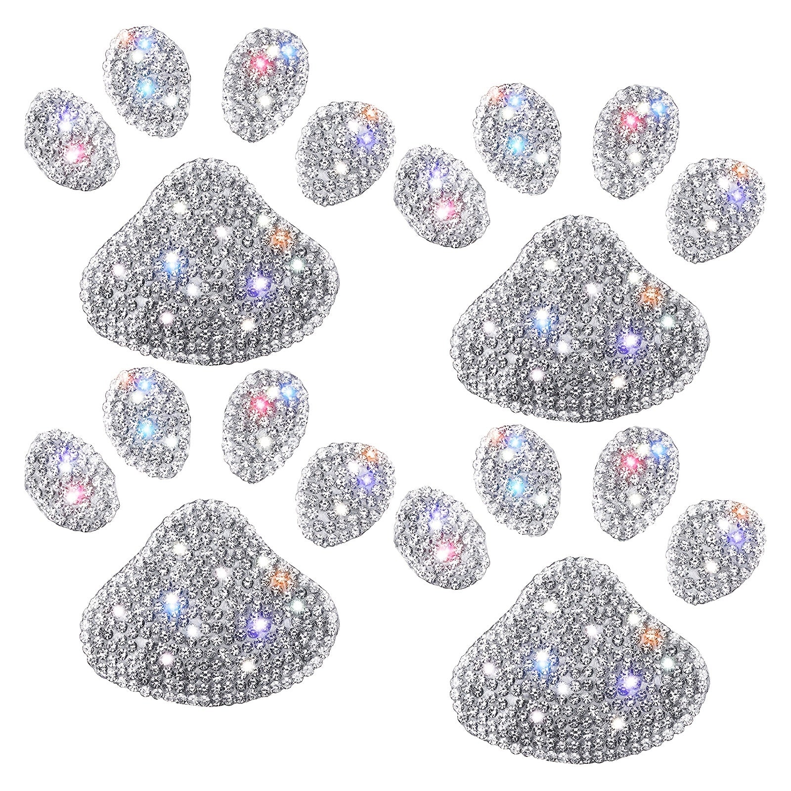 Sparkling Dog Paw Car Decal – Multicolor Rhinestone Sticker for Vehicle Interior