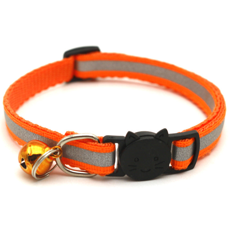 Reflective Cat & Dog Collar with Bell – Adjustable Round Ears Safety Buckle