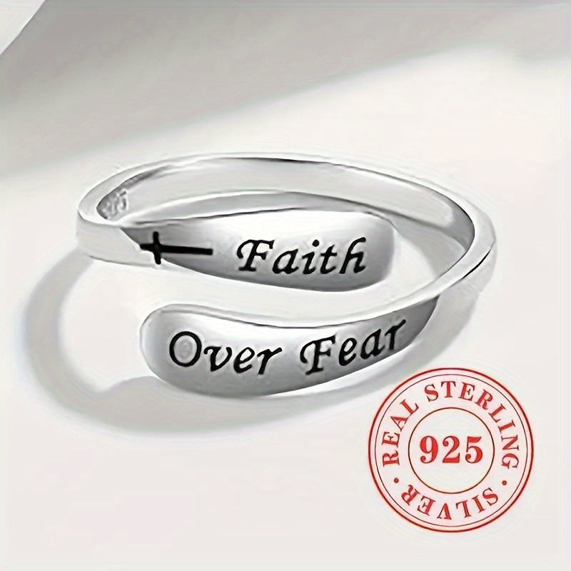 Adjustable 925 Sterling Silver Faith Ring for Men and Women – Engraved Religious Jewellery