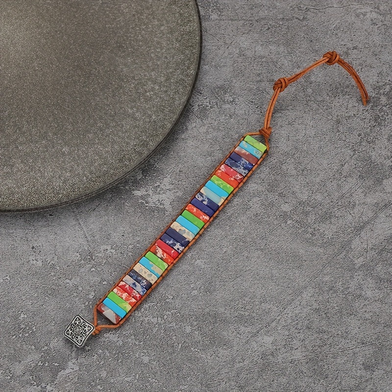 Bohemian Colourful Woven Stone Bracelet for Men – Fashionable Handcrafted Jewellery