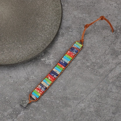 Bohemian Colourful Woven Stone Bracelet for Men – Fashionable Handcrafted Jewellery