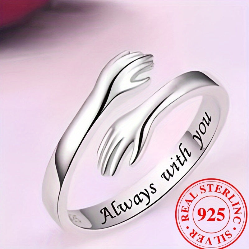 925 Sterling Silver Adjustable Hug Ring for Women