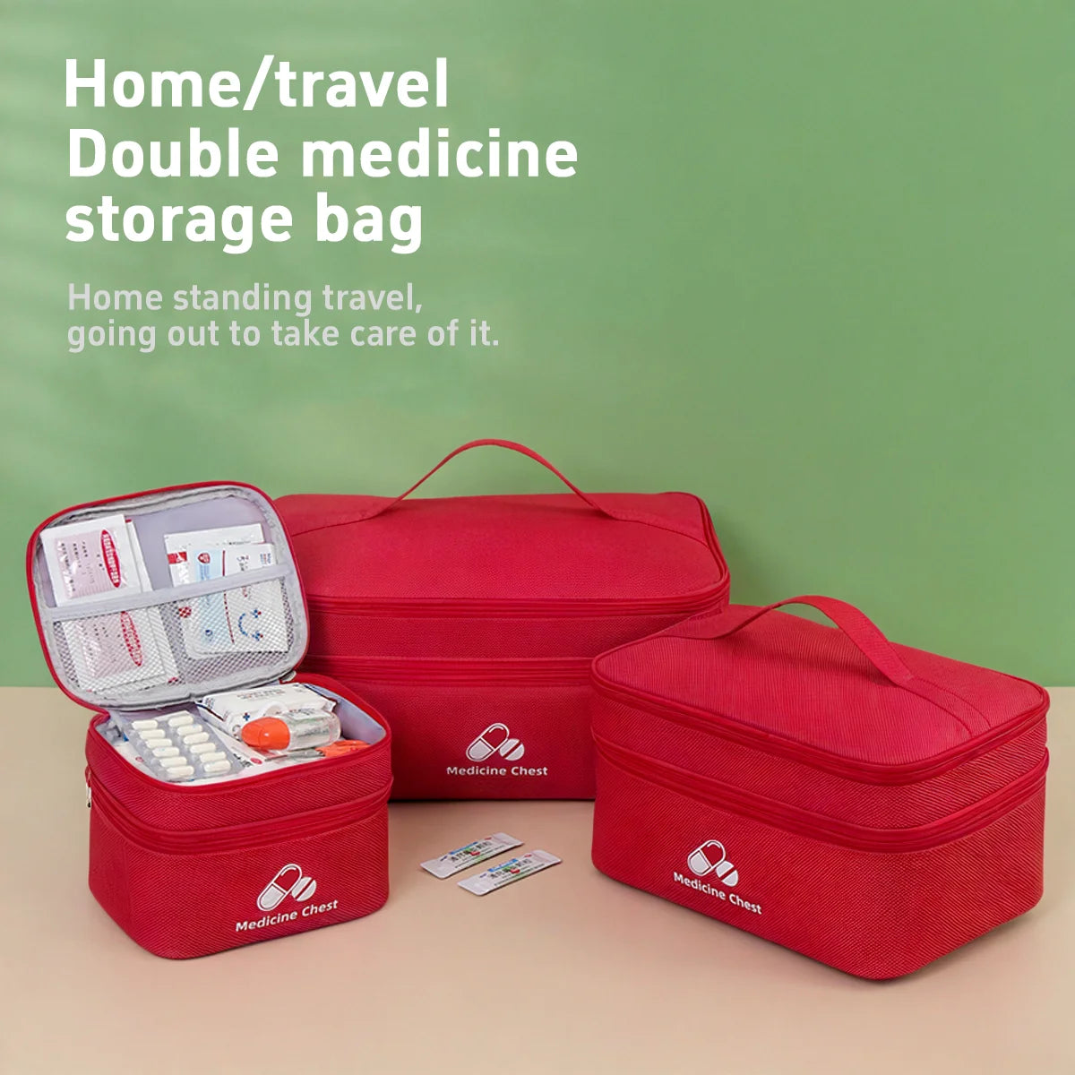 1PC large capacity double-deck Medical Bag, Outdoor Emergency Kit, Portable Small Medicine Bag, 2025 NEW Home Storage Bag