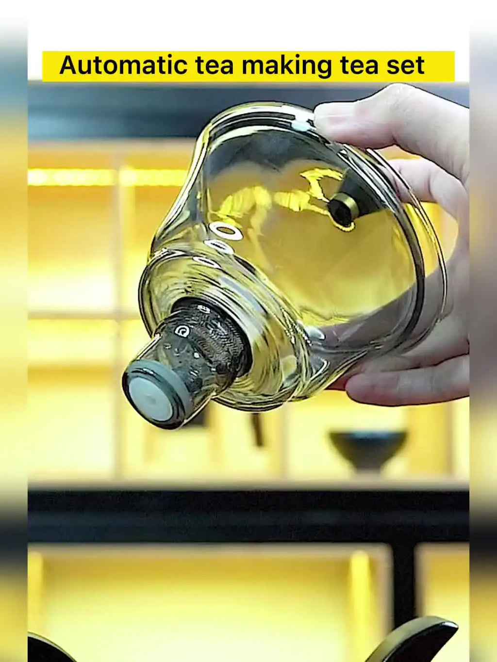 Lazy Kung Fu Glass Tea Set Semi Automatic Drip With Infuser Glass Teapot Set Magnetic Switch Teapot Teacup Set Glassware