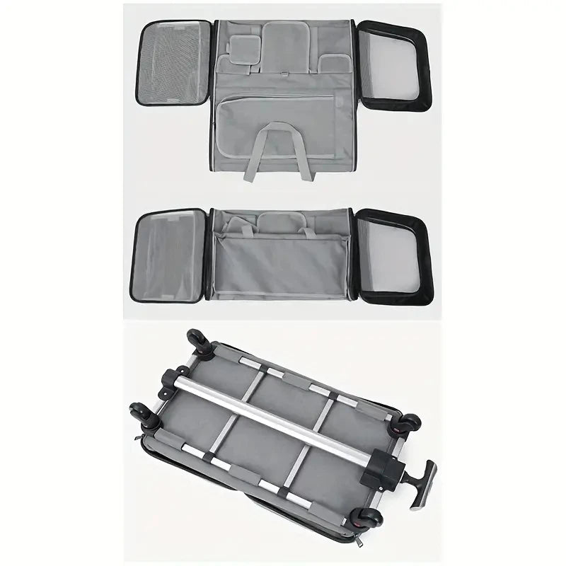 Extra Large Rolling Pet Carrier with Detachable Wheels Foldable Cat & Dog Travel Trolley Bag Portable Pet Transport Case