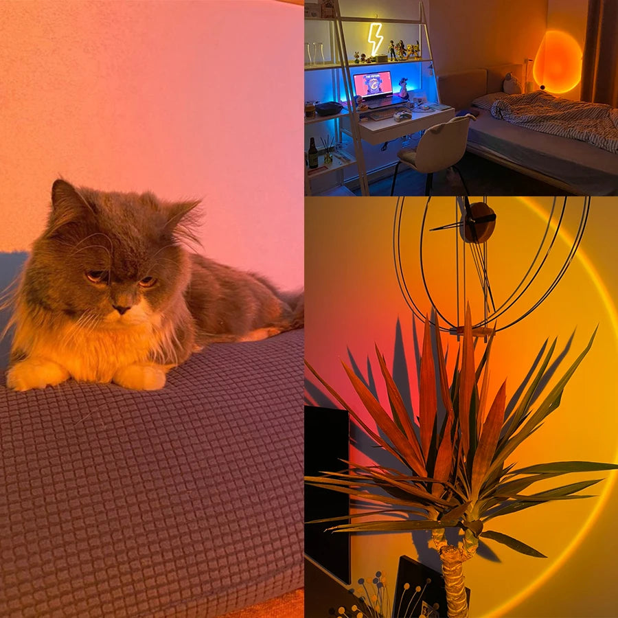Smart Sunset Projection Lamp – RGB LED Night Light with App Control