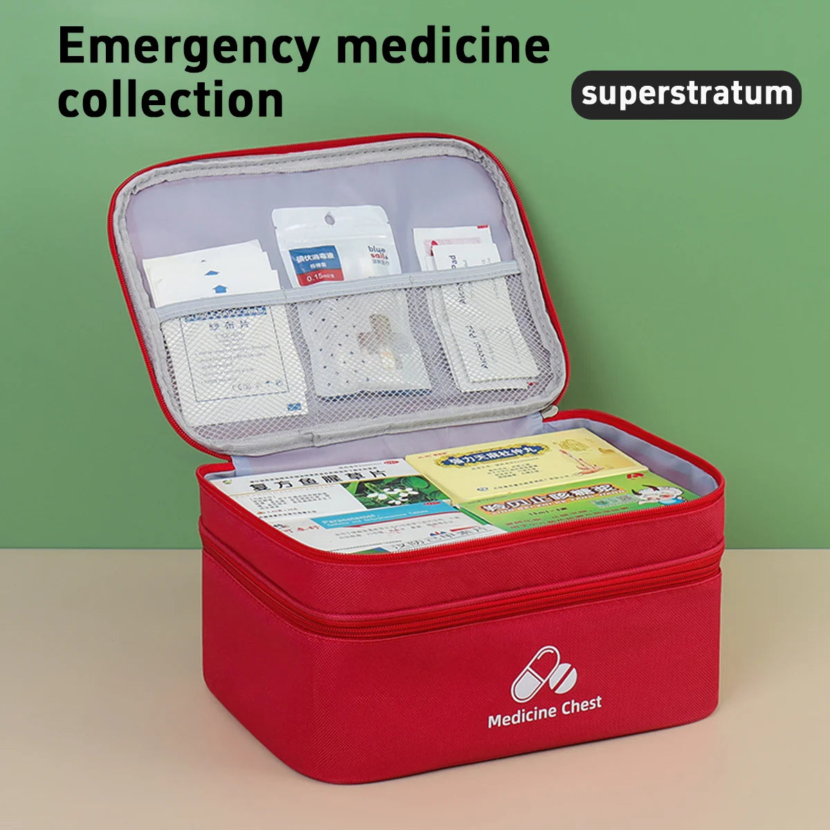 1PC large capacity double-deck Medical Bag, Outdoor Emergency Kit, Portable Small Medicine Bag, 2025 NEW Home Storage Bag