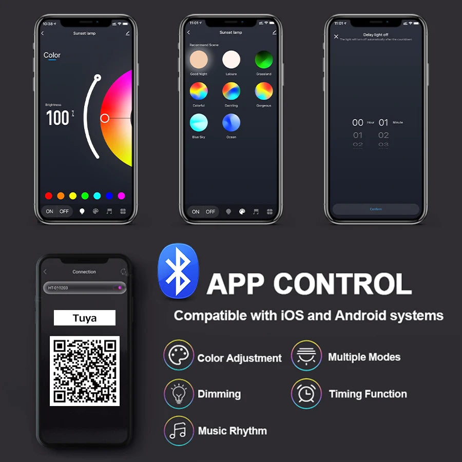 Smart Sunset Projection Lamp – RGB LED Night Light with App Control