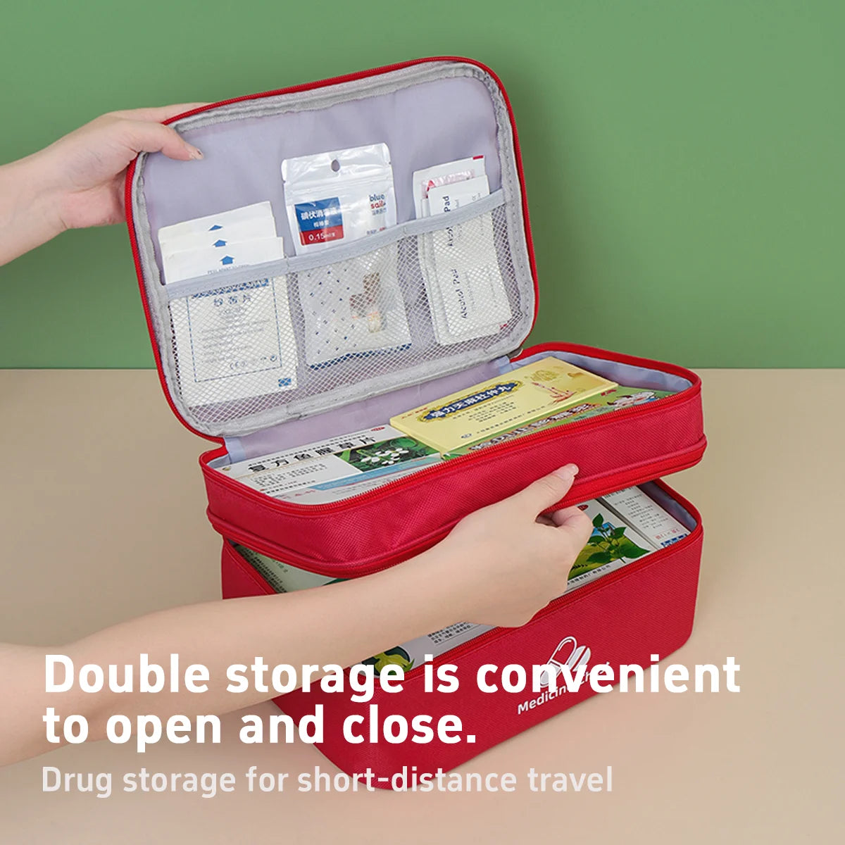 1PC large capacity double-deck Medical Bag, Outdoor Emergency Kit, Portable Small Medicine Bag, 2025 NEW Home Storage Bag
