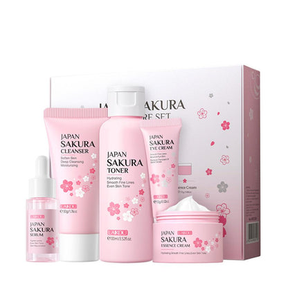Sakura Facial Skincare Set for Women – Cleanser, Toner, Serum, Eye & Face Cream
