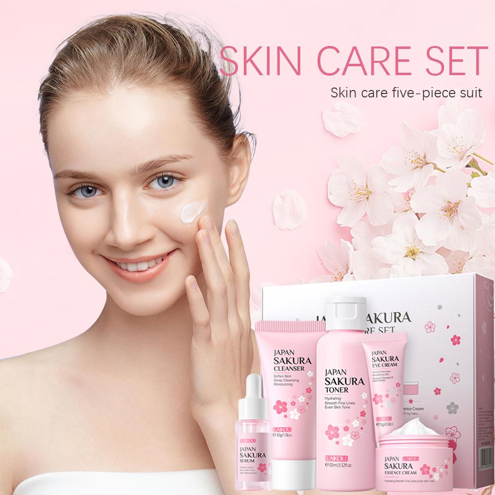 Sakura Facial Skincare Set for Women – Cleanser, Toner, Serum, Eye & Face Cream