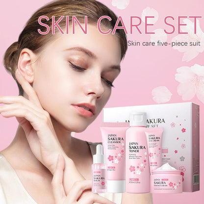 Sakura Facial Skincare Set for Women – Cleanser, Toner, Serum, Eye & Face Cream
