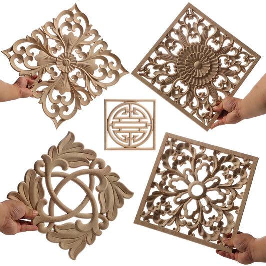 Exquisite Wooden Floral Appliques – Hand-Carved Decorative Onlay for Home & Furniture