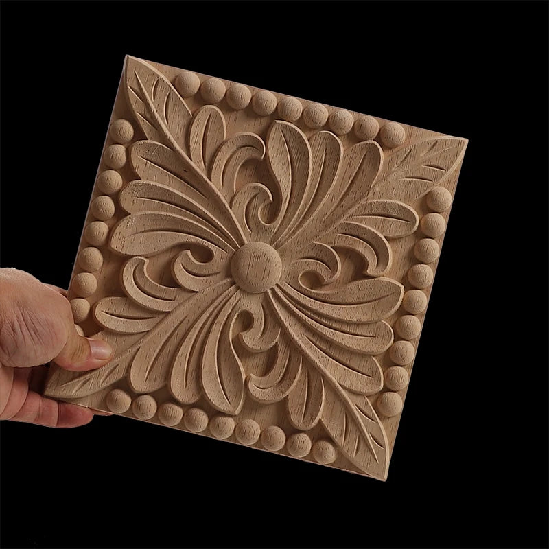 Exquisite Wooden Floral Appliques – Hand-Carved Decorative Onlay for Home & Furniture