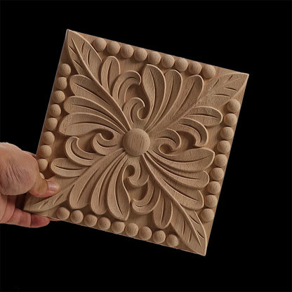 Exquisite Wooden Floral Appliques – Hand-Carved Decorative Onlay for Home & Furniture