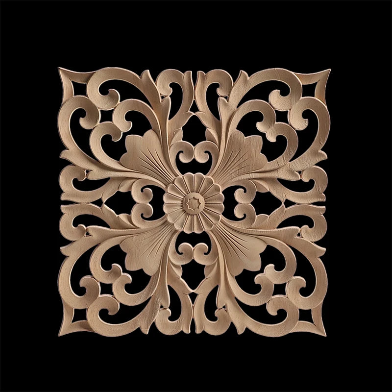 Exquisite Wooden Floral Appliques – Hand-Carved Decorative Onlay for Home & Furniture