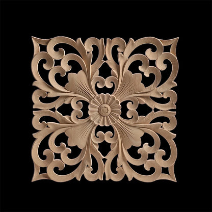 Exquisite Wooden Floral Appliques – Hand-Carved Decorative Onlay for Home & Furniture