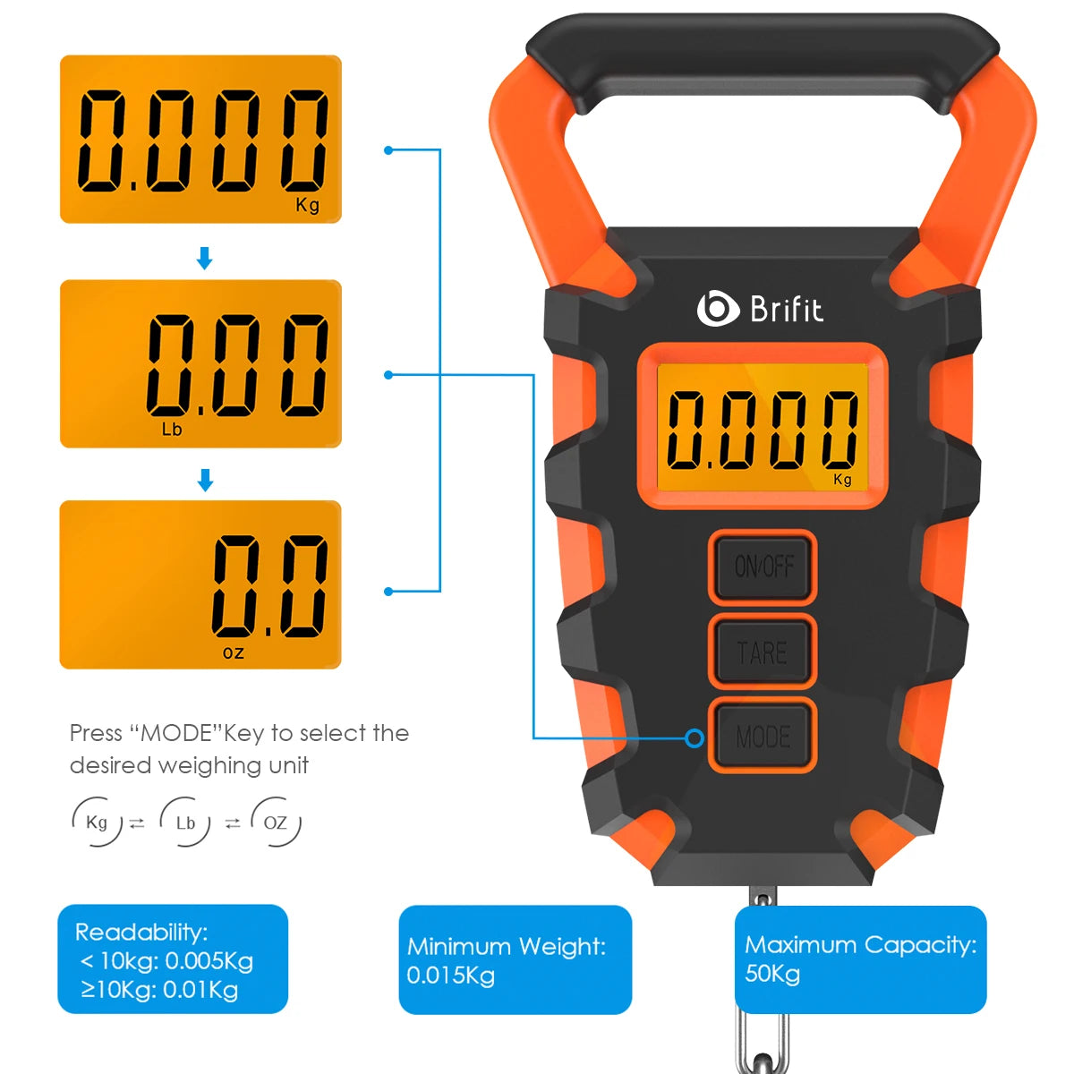 50KG Digital Hanging Scale – Portable Fishing & Luggage Weighing Scale