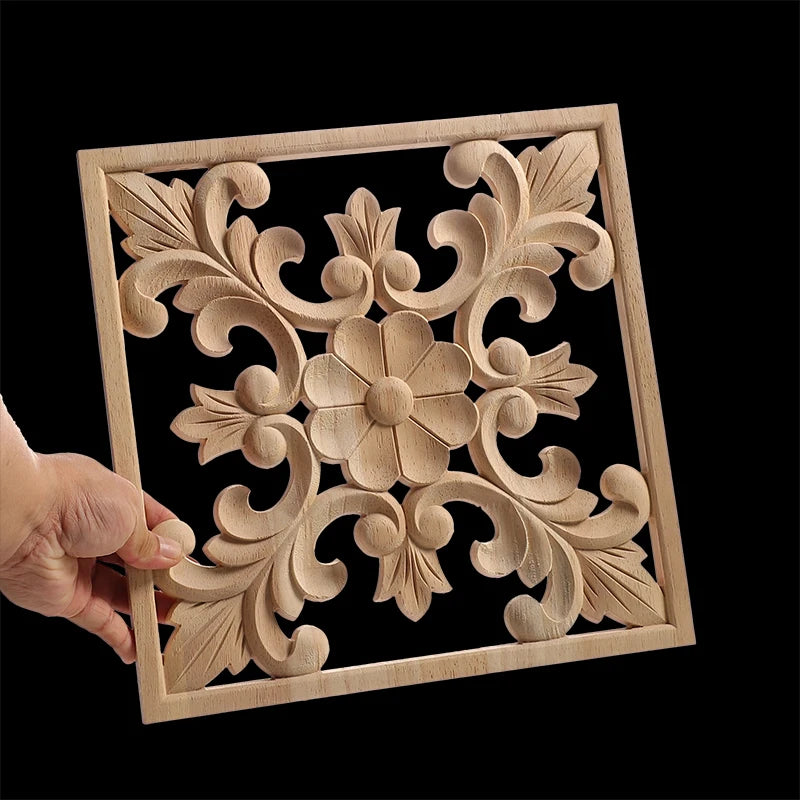 Exquisite Wooden Floral Appliques – Hand-Carved Decorative Onlay for Home & Furniture