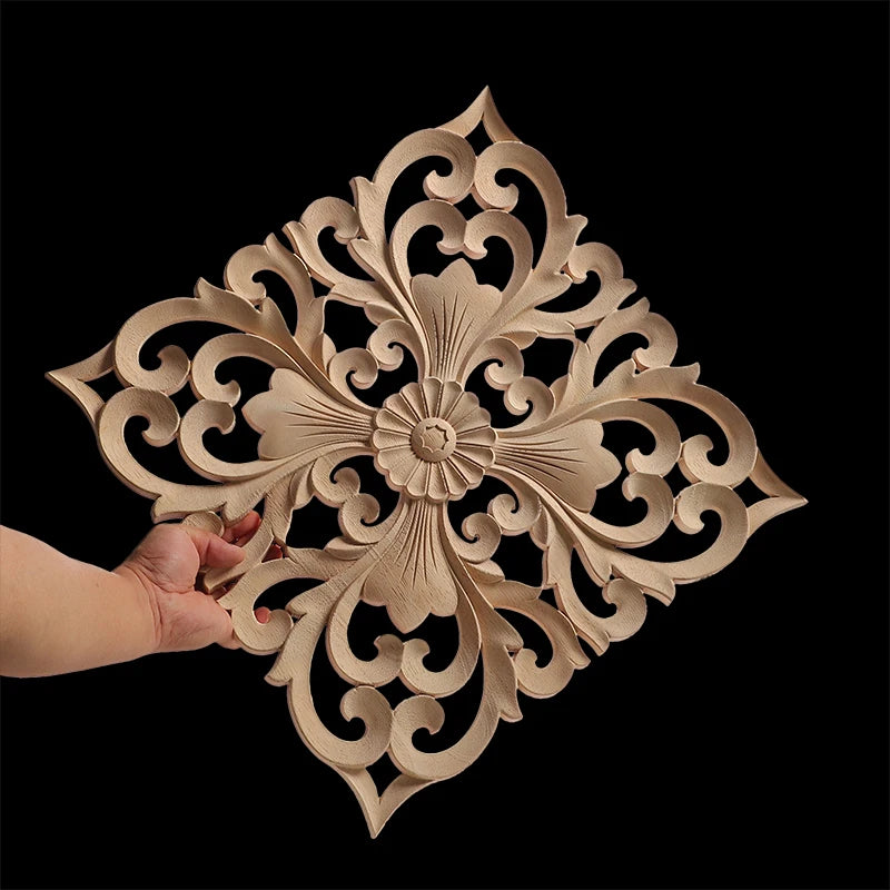Exquisite Wooden Floral Appliques – Hand-Carved Decorative Onlay for Home & Furniture