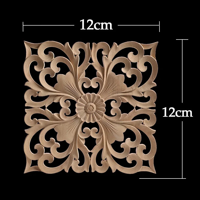 Exquisite Wooden Floral Appliques – Hand-Carved Decorative Onlay for Home & Furniture