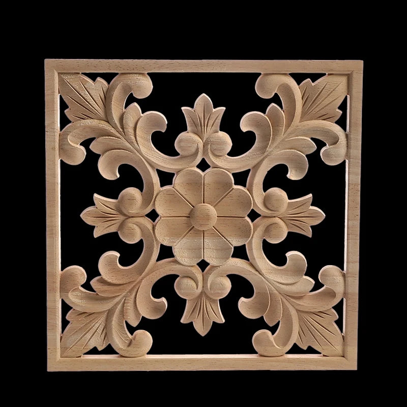 Exquisite Wooden Floral Appliques – Hand-Carved Decorative Onlay for Home & Furniture