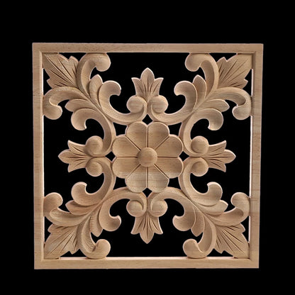 Exquisite Wooden Floral Appliques – Hand-Carved Decorative Onlay for Home & Furniture
