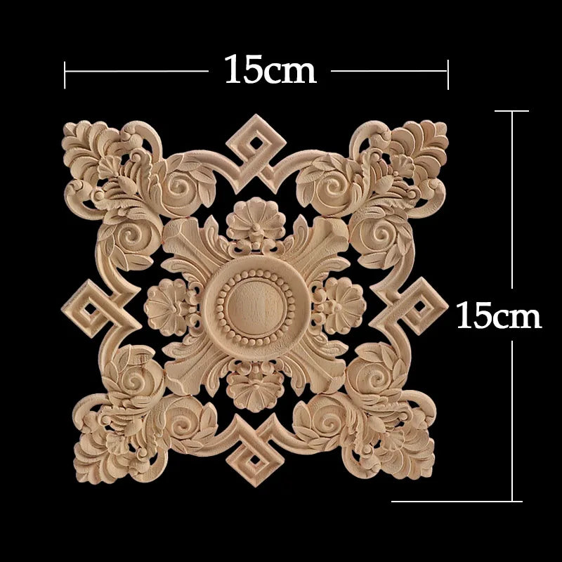 Exquisite Wooden Floral Appliques – Hand-Carved Decorative Onlay for Home & Furniture
