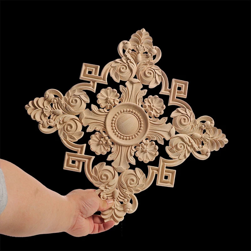 Exquisite Wooden Floral Appliques – Hand-Carved Decorative Onlay for Home & Furniture