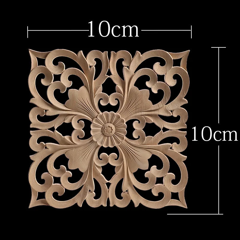 Exquisite Wooden Floral Appliques – Hand-Carved Decorative Onlay for Home & Furniture