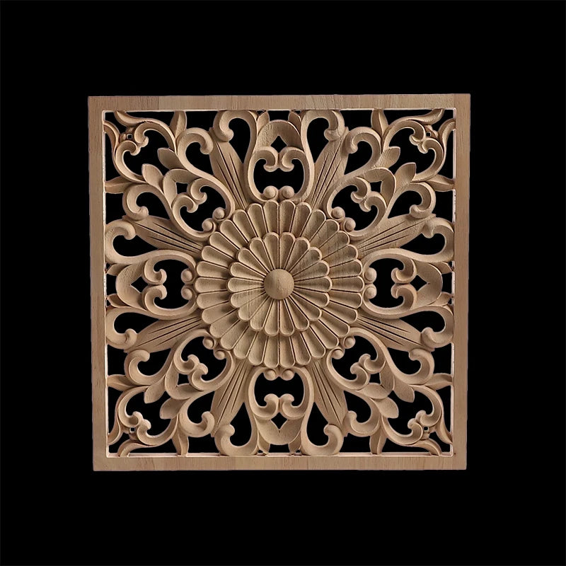 Exquisite Wooden Floral Appliques – Hand-Carved Decorative Onlay for Home & Furniture